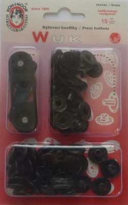 Press buttons Wuk 13,5mm (15 pcs), Black nickel